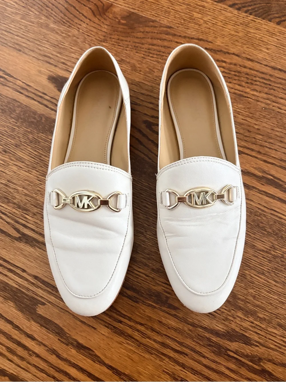 Michael Kors Cream Leather MK Logo Loafers Sz 6.5